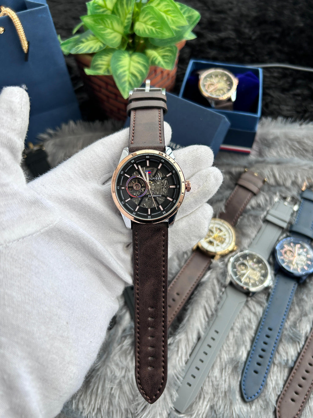 Tommy_Hilfiger Automatic Premium leather strap with warranty