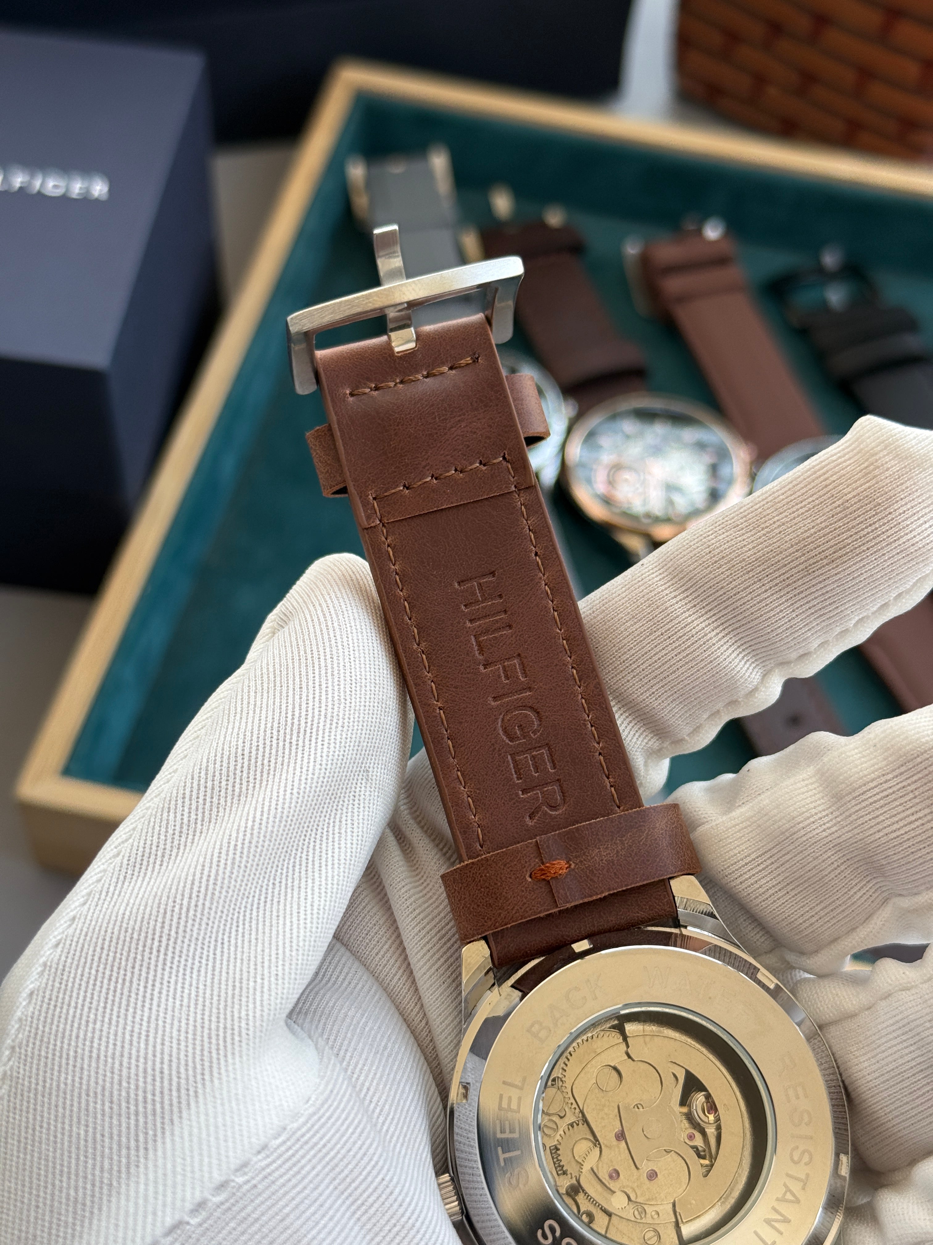 Tommy_Hilfiger Automatic premium leather strap with warranty