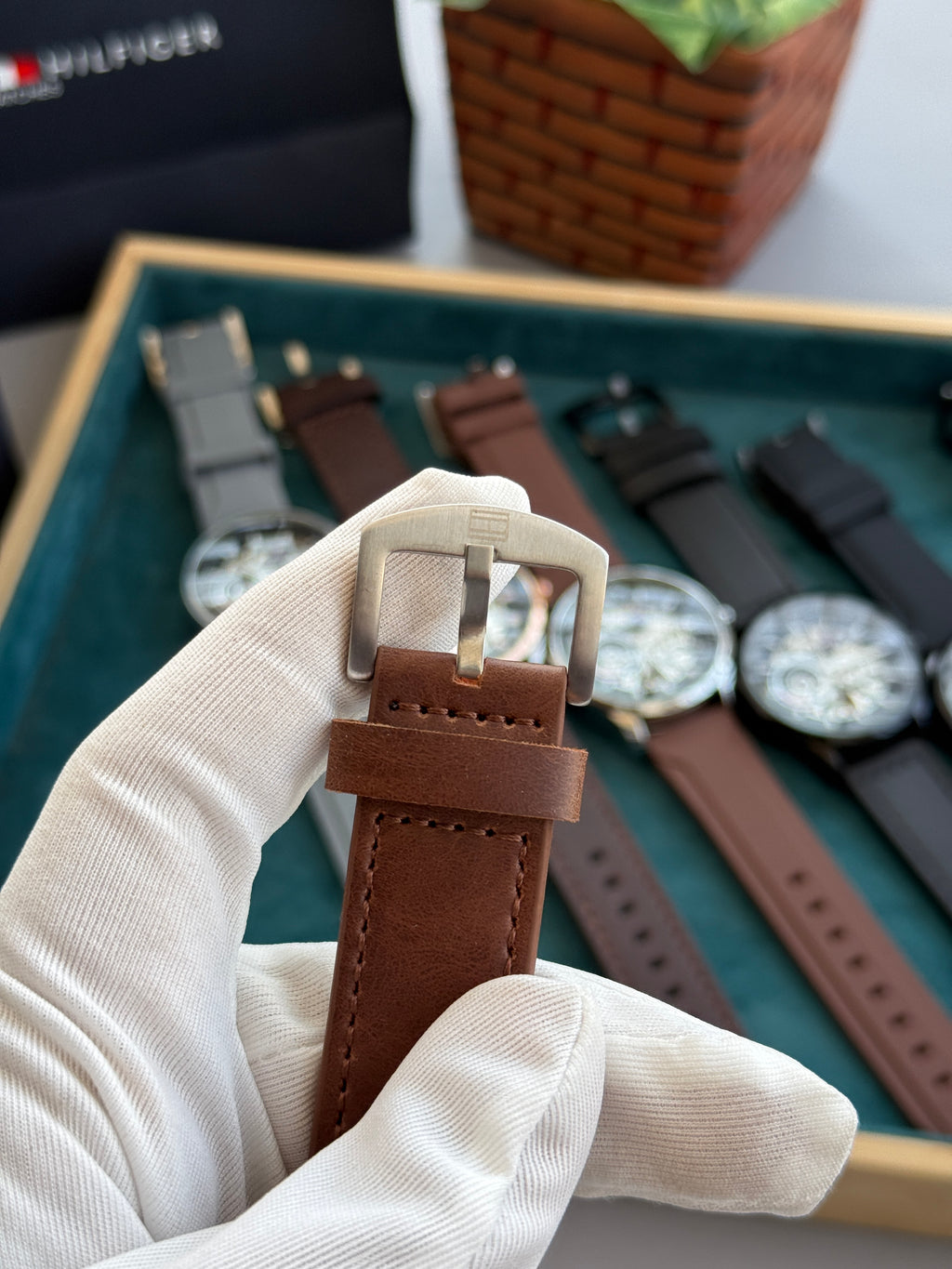 Tommy_Hilfiger Automatic premium leather strap with warranty