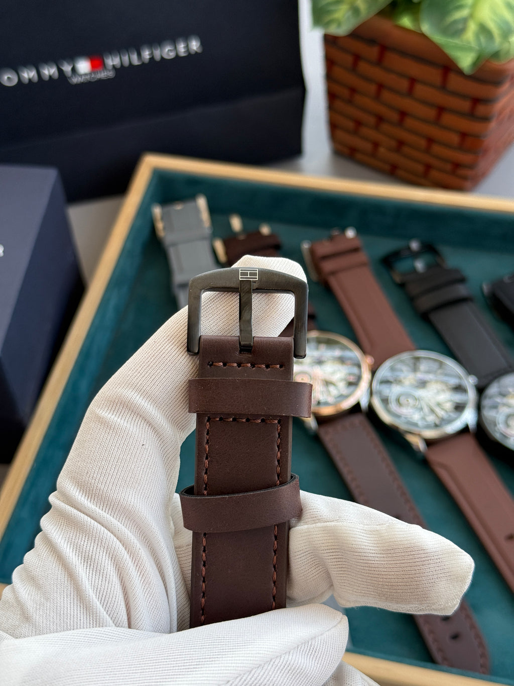 Tommy_Hilfiger Automatic premium leather strap with warranty