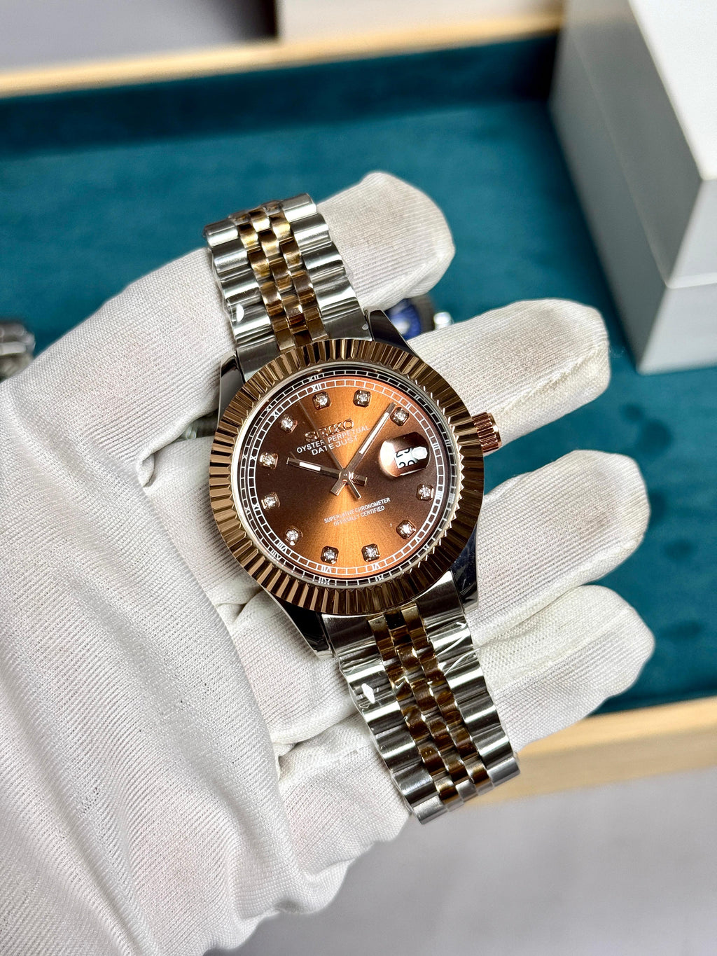 Seiko Date Just Dual Tone Chocolate