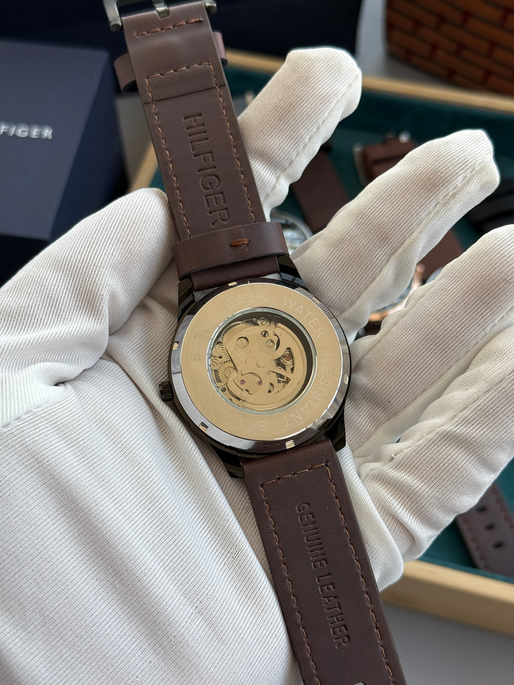 Tommy_Hilfiger Automatic premium leather strap with warranty