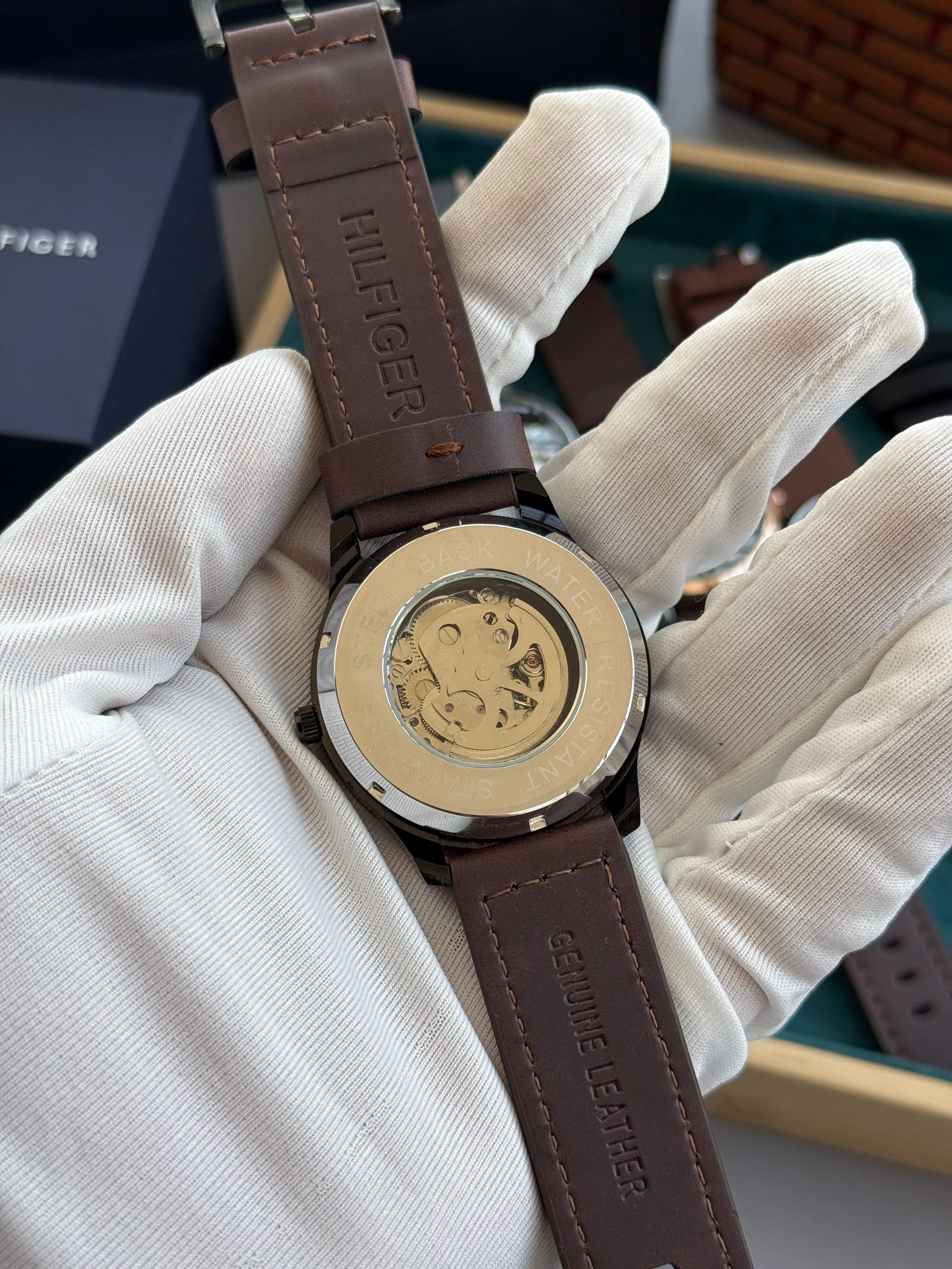 Tommy_Hilfiger Automatic premium leather strap with warranty