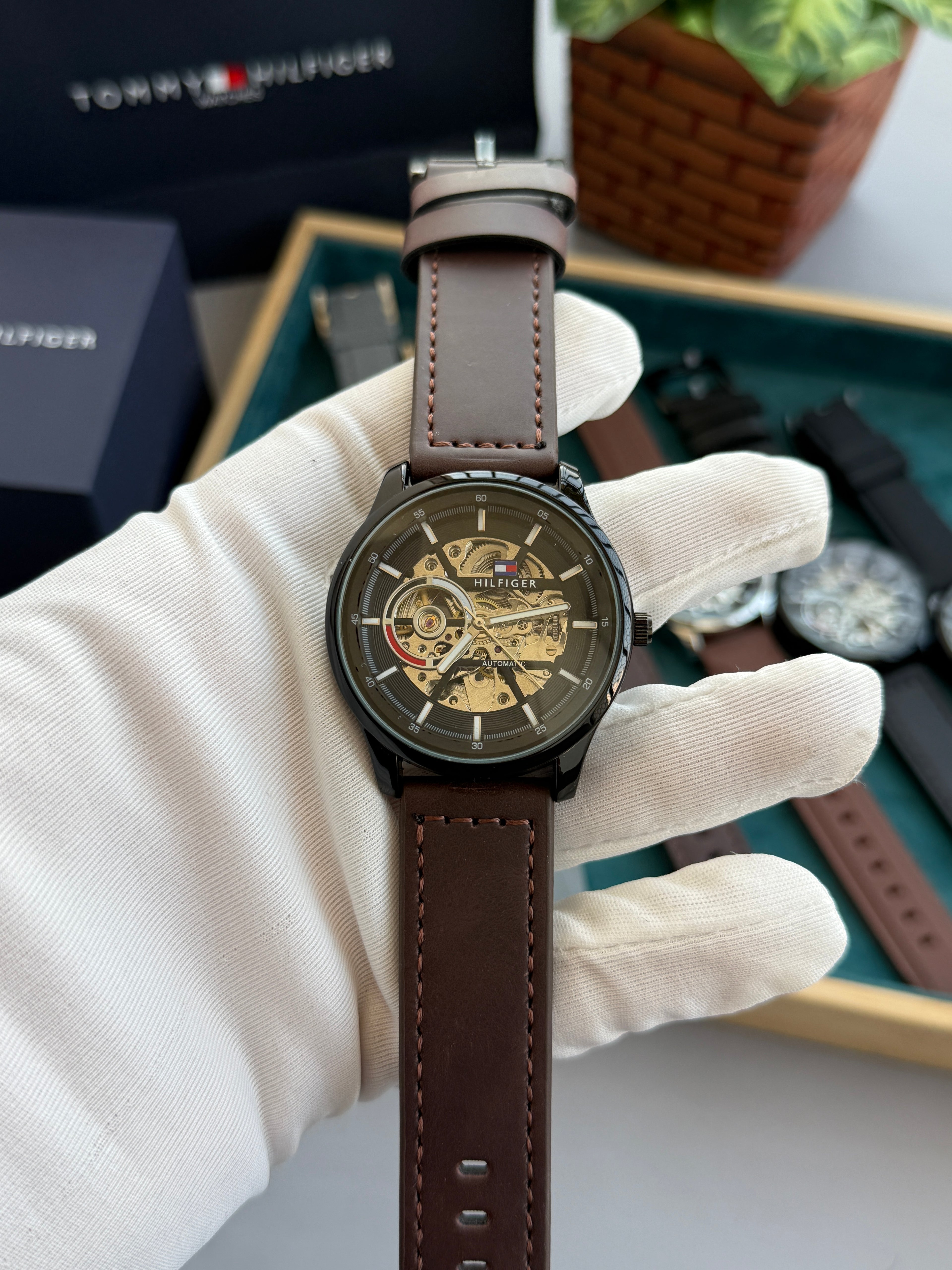 Tommy_Hilfiger Automatic premium leather strap with warranty