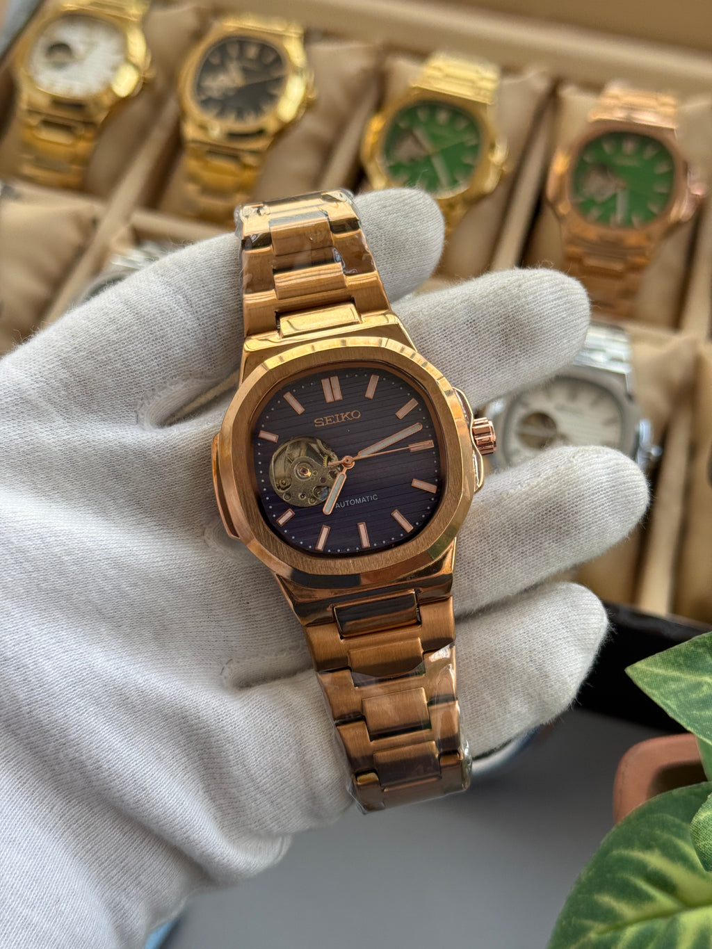 Sei_ko Nautilus Mod Automatic Premium watch Rose Gold Blue